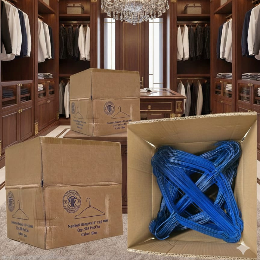 Blue Laundry Hanger 2.3mm 16 Inch – Professional Dry Cleaning Hangers UAE