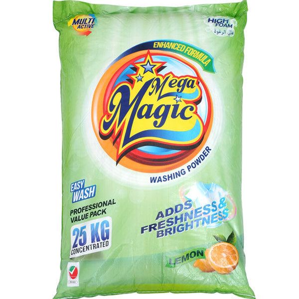 Mega Magic Washing Powder High Foam 25KG – Bulk Laundry Detergent UAE