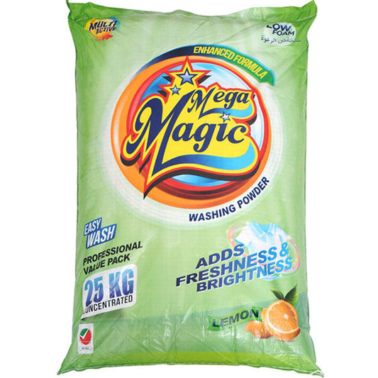 Mega Magic Washing Powder Low Foam 25KG – Bulk Laundry Detergent UAE