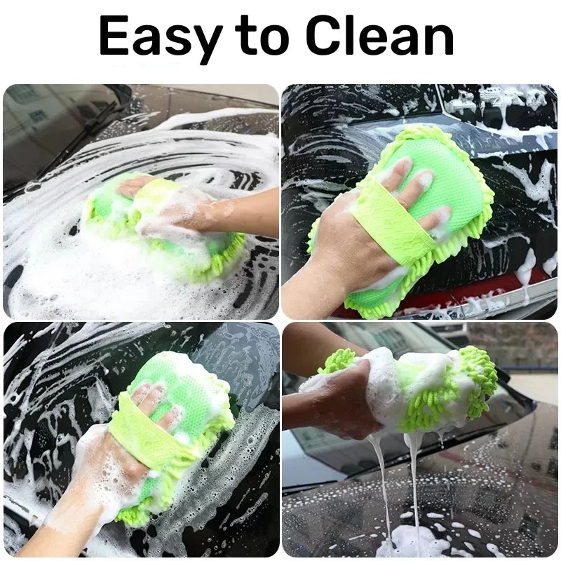 Microfiber Car Wash Sponge & Cleaning Gloves Set