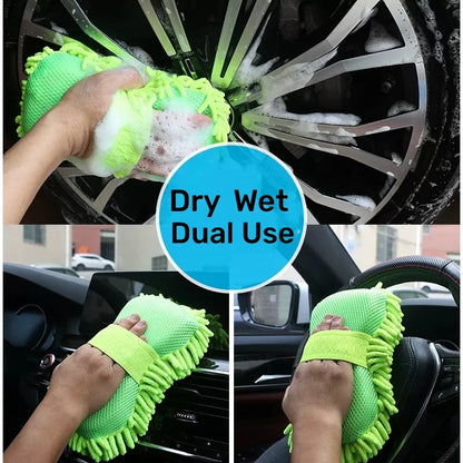 Microfiber Car Wash Sponge & Cleaning Gloves Set